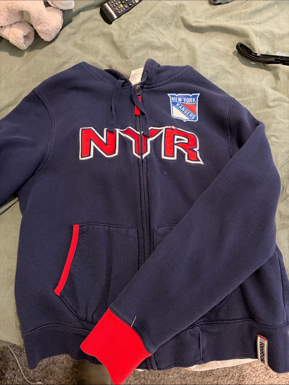 Reebok Kids Navy NYR Zip-Up Hoodie with Red Accents